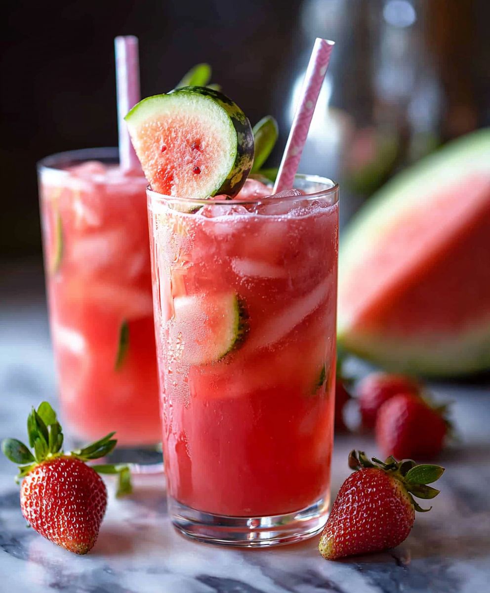 Zuckerfreie Wassermelonen Erdbeer Agua Fresca