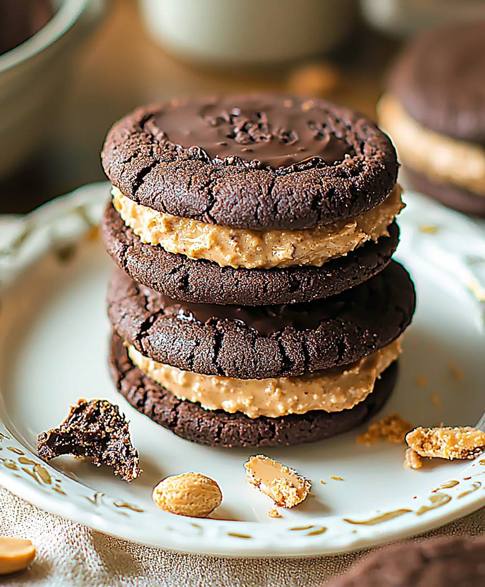 Schoko Erdnussbutter Cookie Sandwich