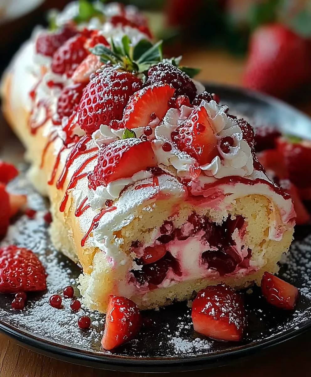 Erdbeerkuchenrolle backen