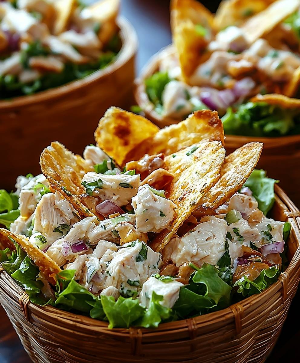 Hühnersalat im Körbchen