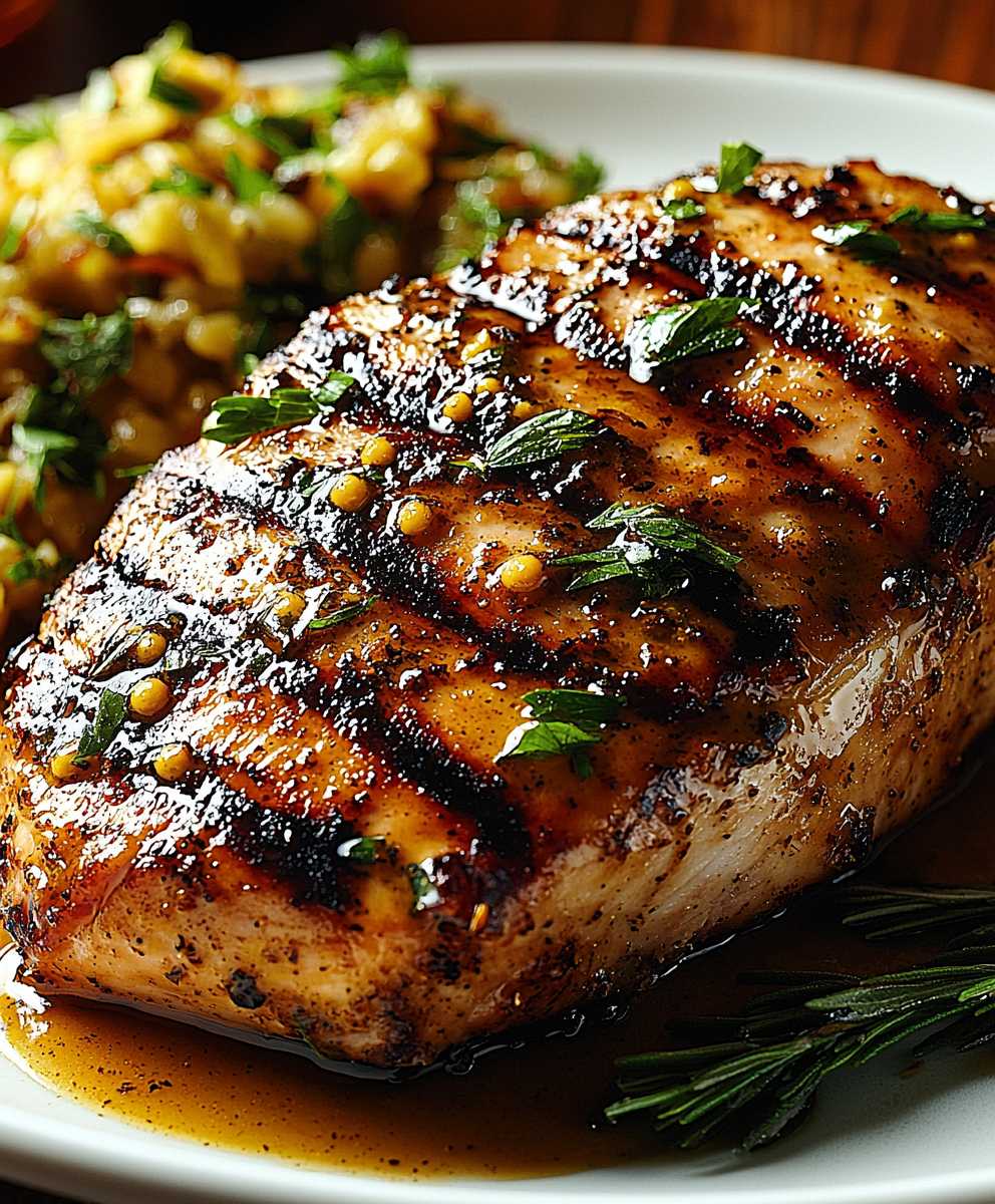 Gegrilltes Putenfilet brauner Zucker Senf