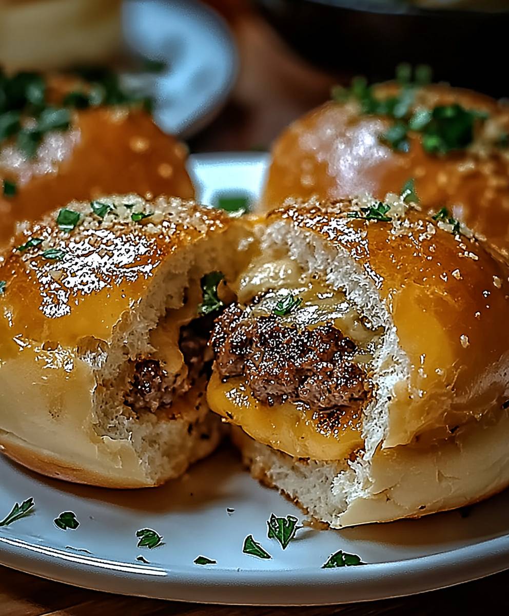 Cheeseburger Bomben Knoblauch Parmesan