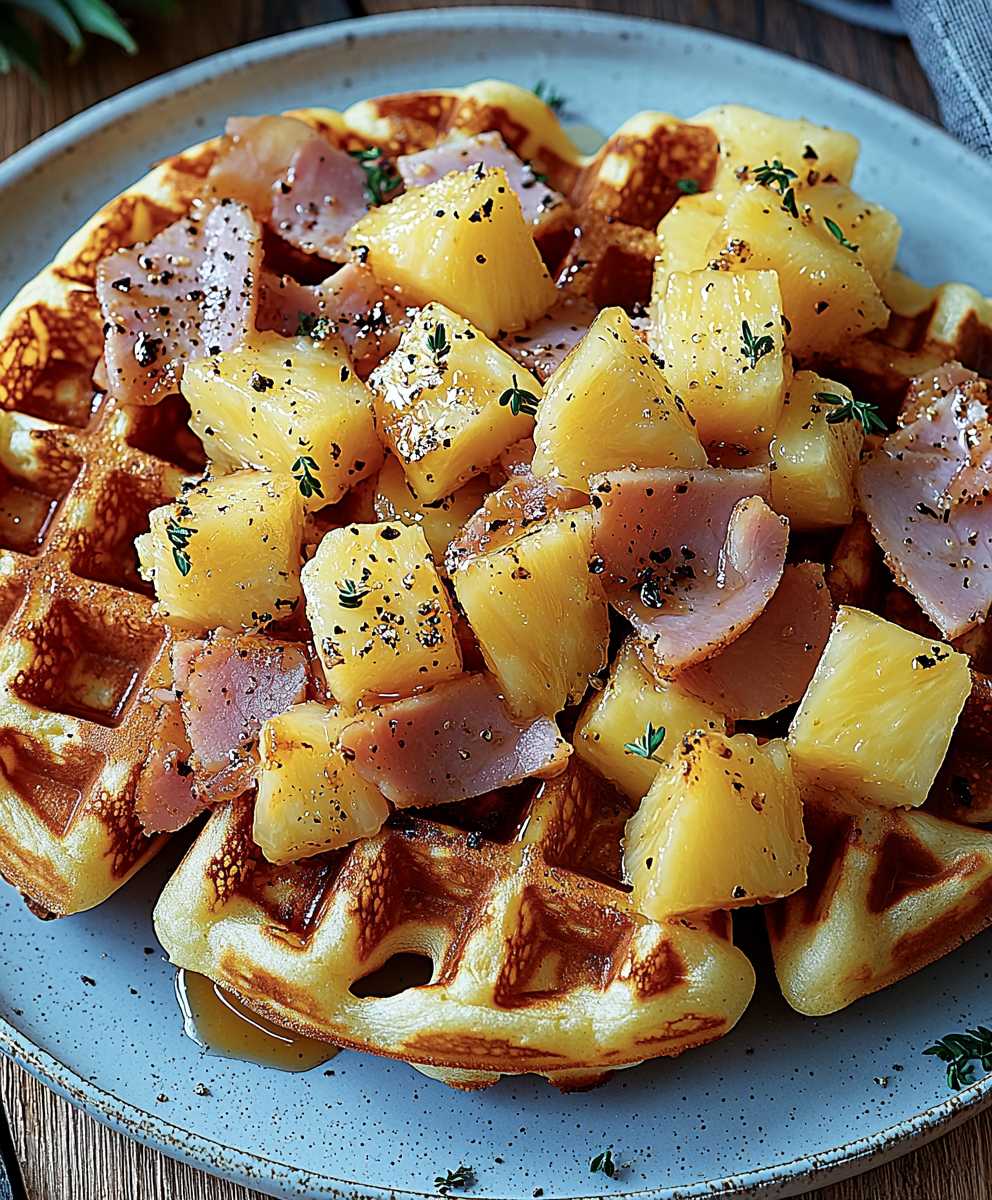 Pikanter Putenschinken Käse Waffeln