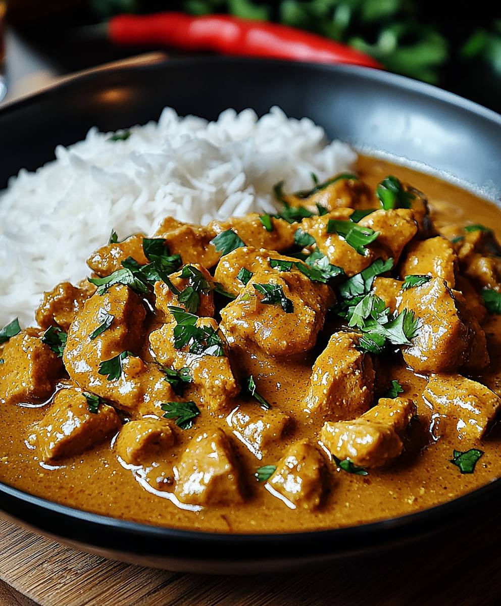 Curry Geschnetzeltes mit Reis