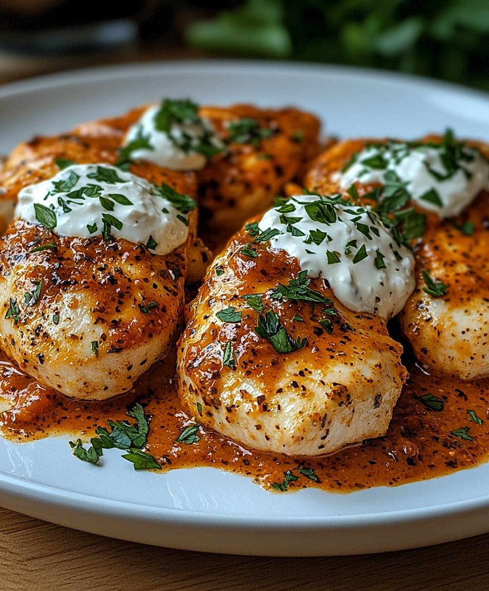 Ajvar Hähnchenfilet Schmandsauce