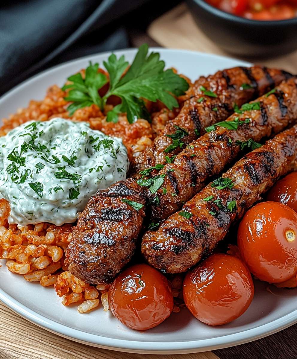 Vegane Cevapcici Kritharaki Tomaten