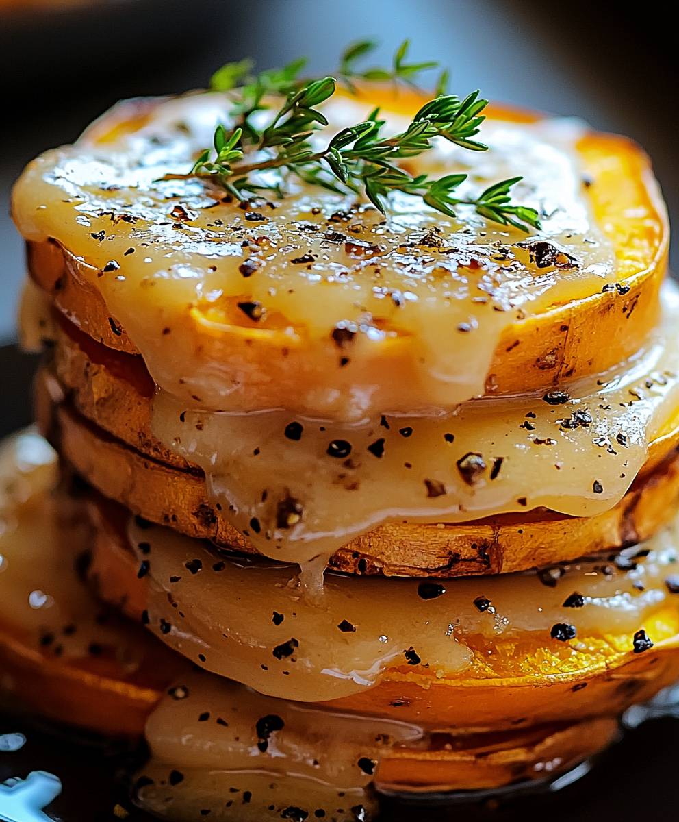 Süßkartoffel Gruyère Stacks