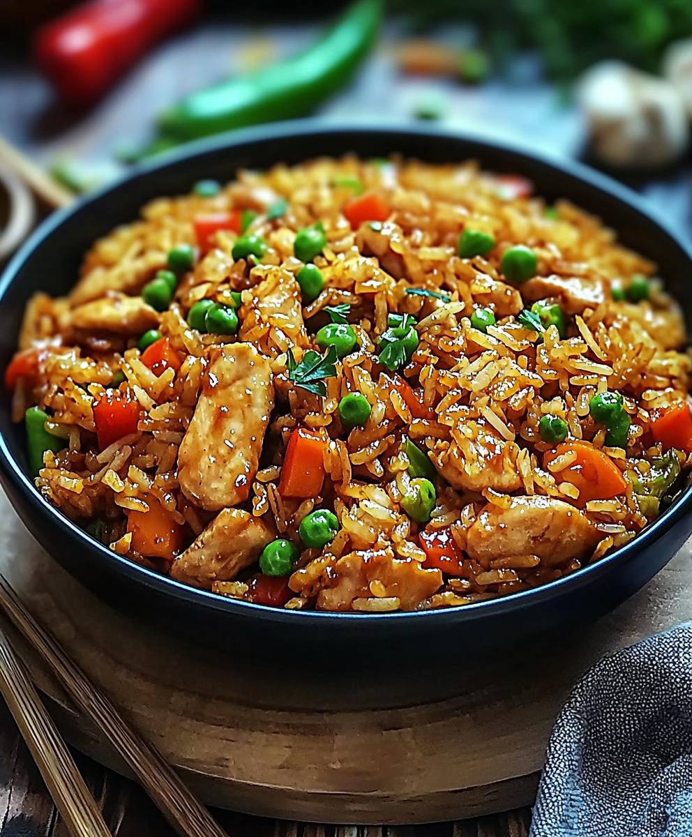 Asiatischer gebratener Reis Hähnchen