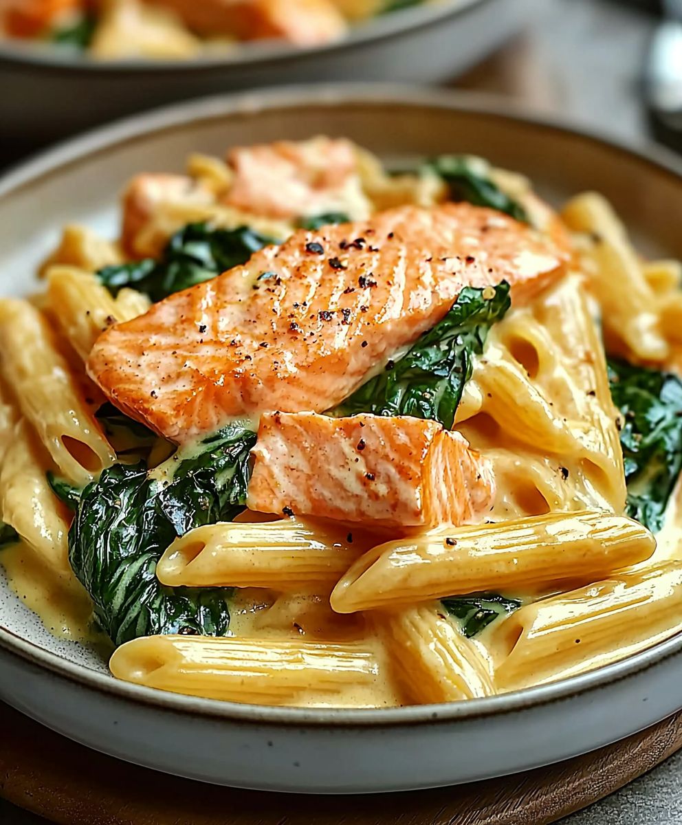 Lachs Penne Spinat