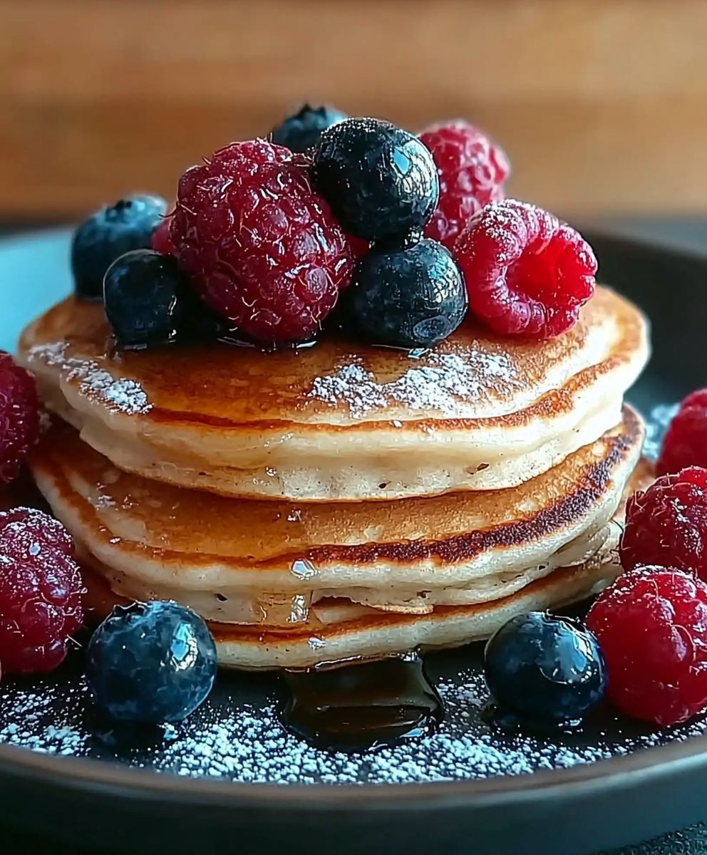 Fluffige Pfannkuchen Beeren