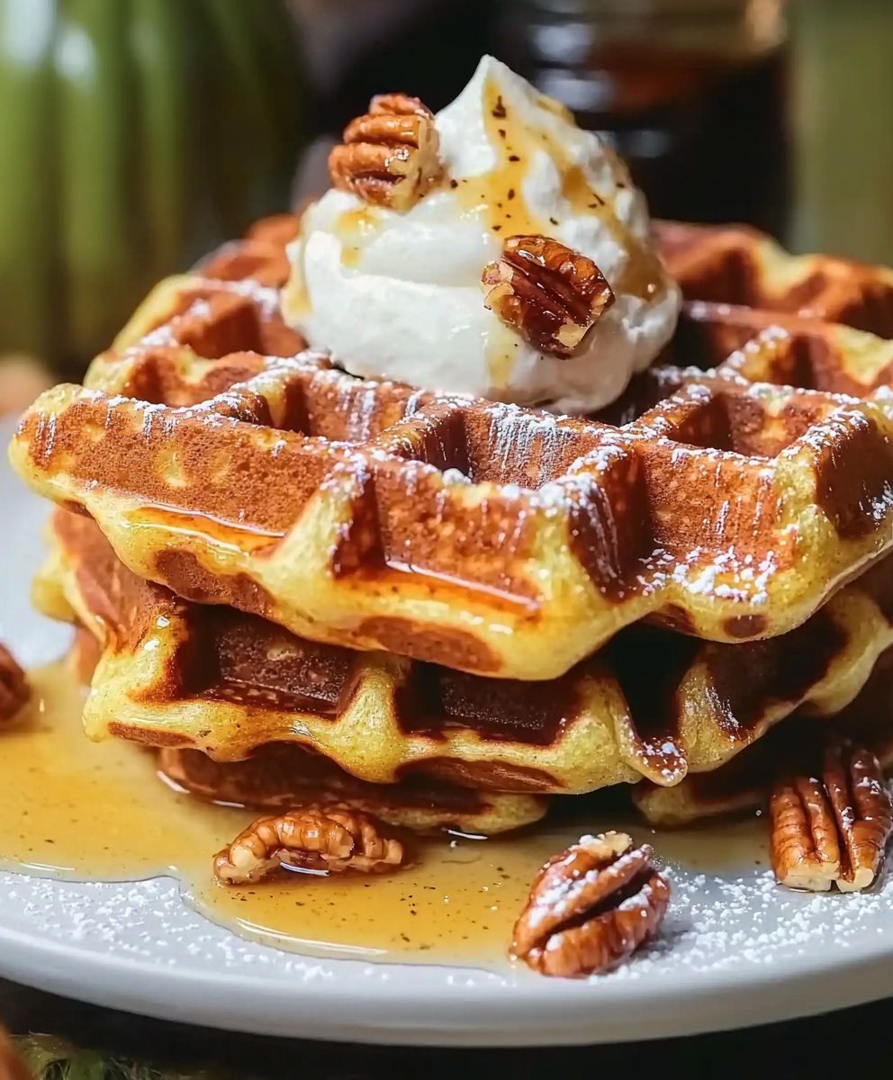 Kürbis Pekannuss Waffeln backen