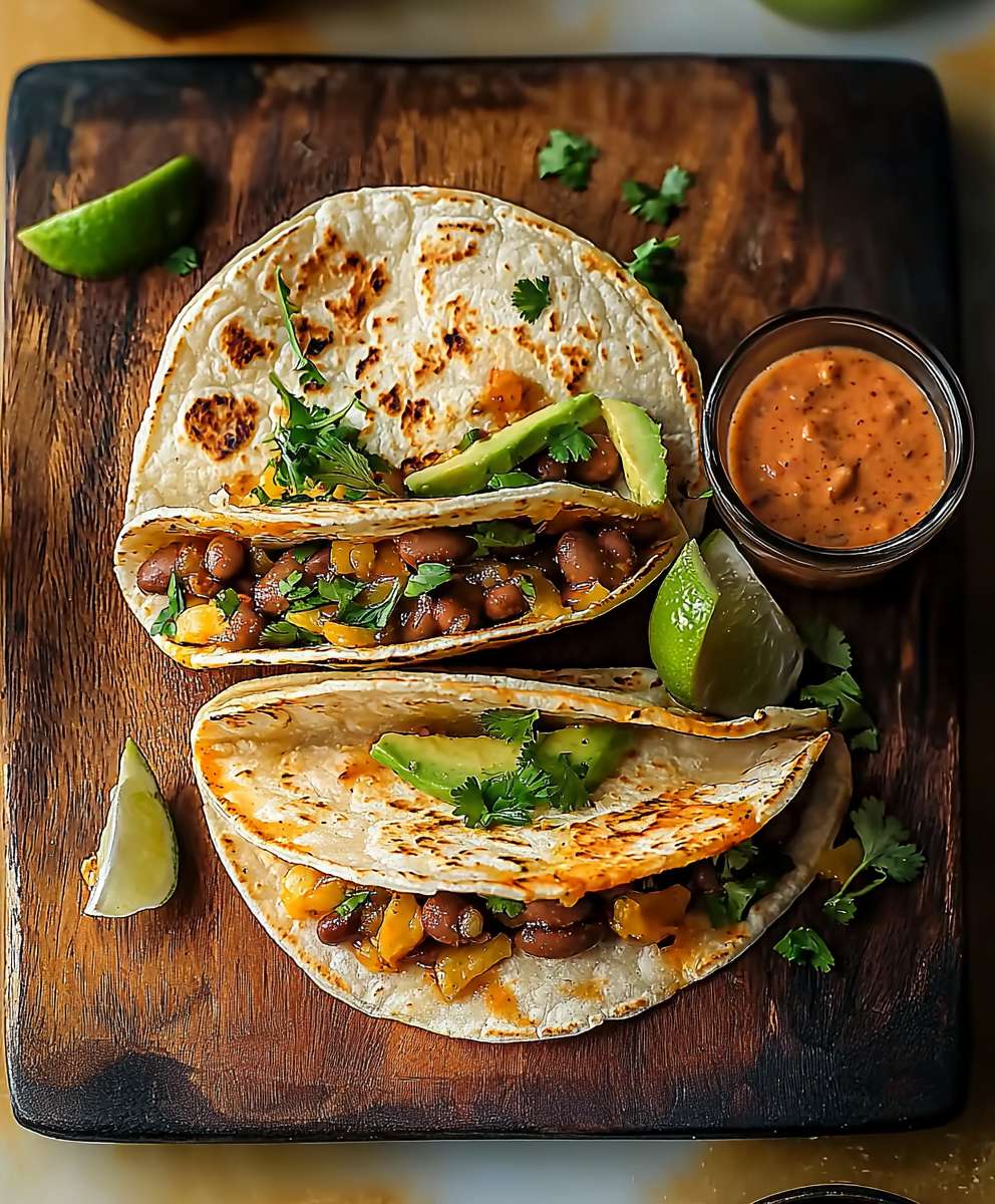 Bohnen Käse Tacos Chipotle Soße