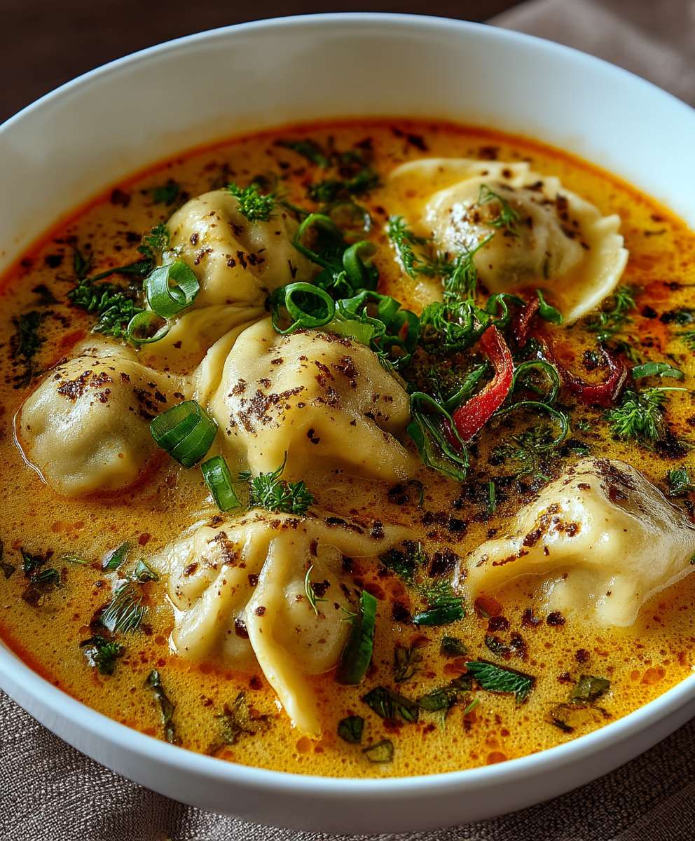 Kokos Curry Suppe Knödel