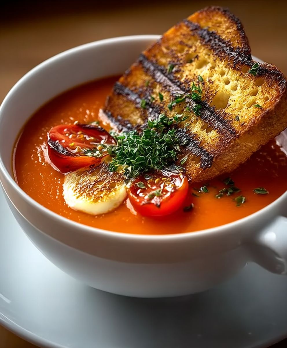 Gegrillter Käse Tomatensuppe