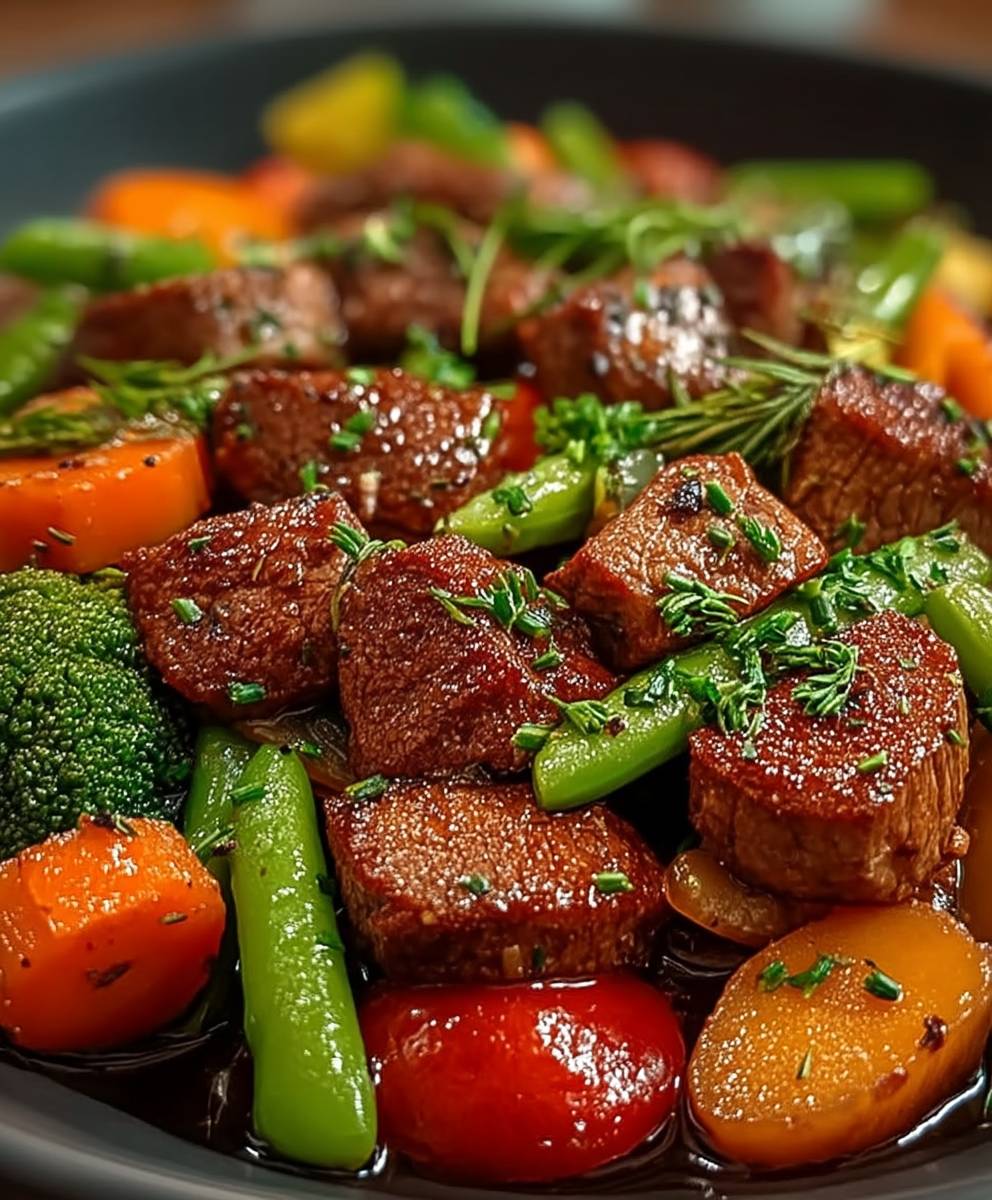 Rindersteak mit Gemüse zubereiten