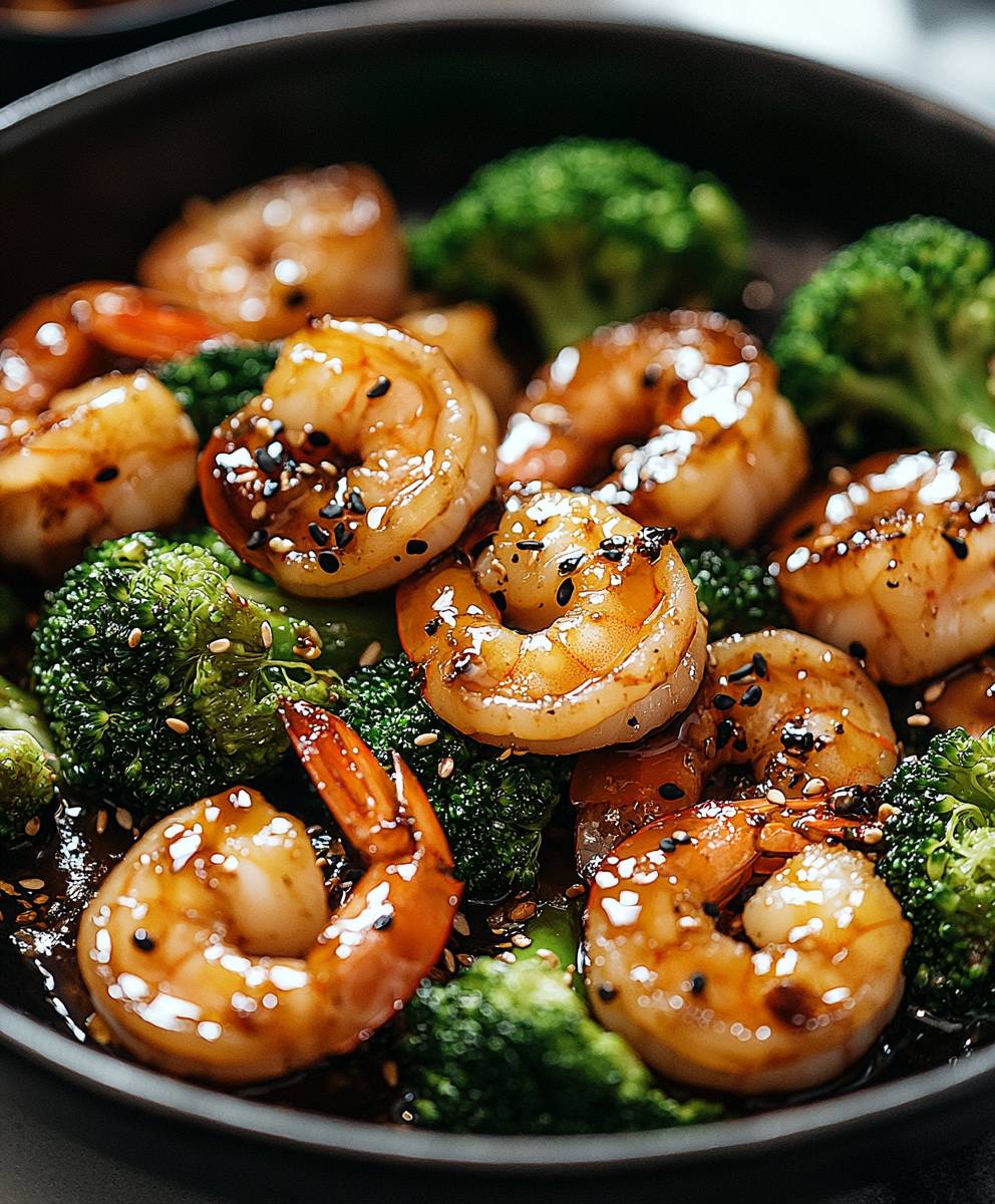 Teriyaki Garnelen Brokkoli Pfanne
