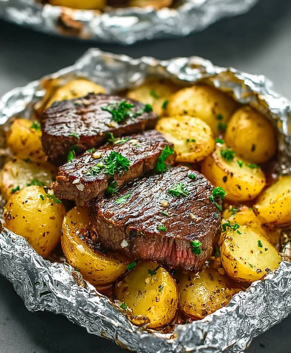 Knoblauchsteak mit Kartoffeln
