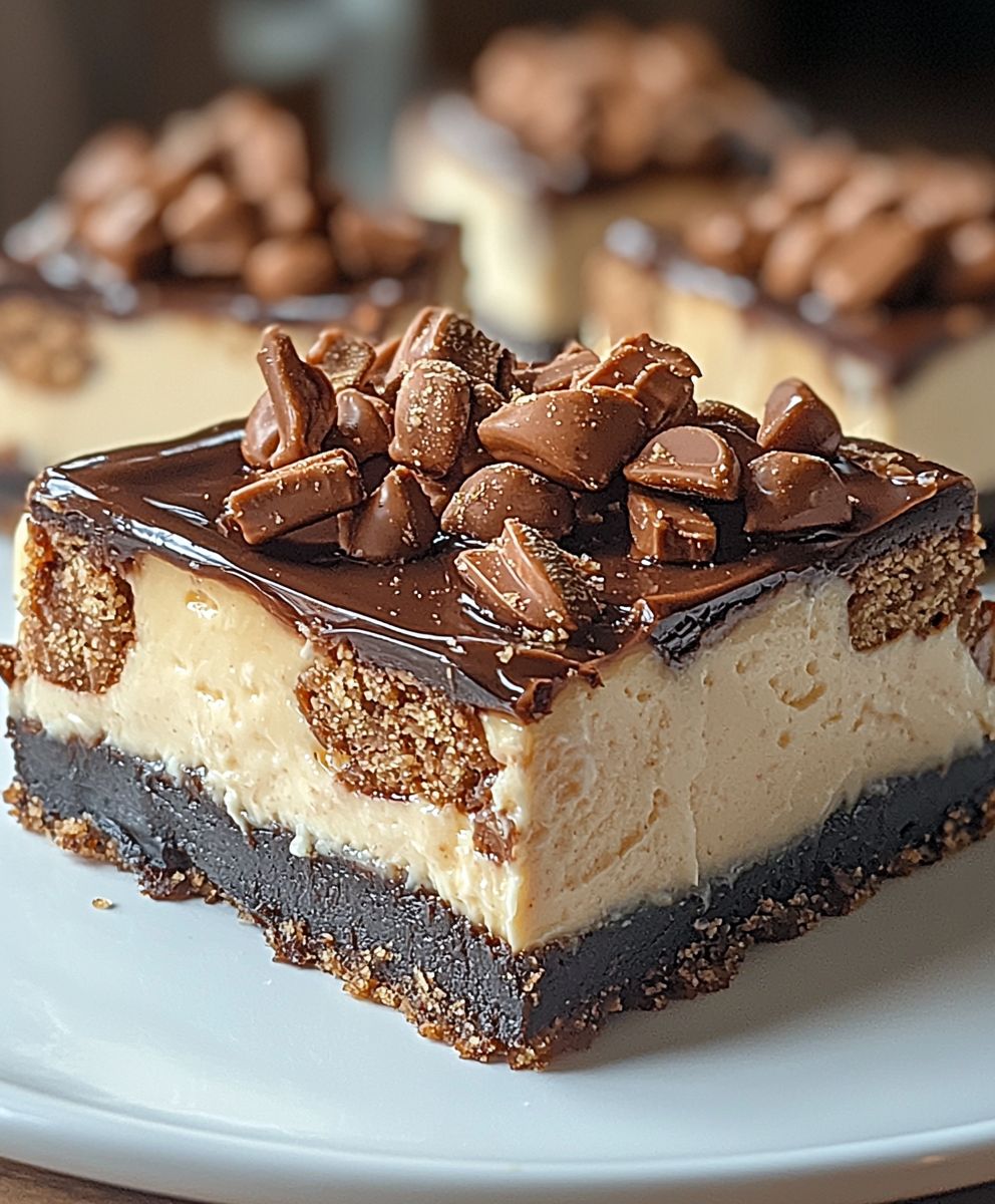Reeses Butterfinger Cheesecake Bars