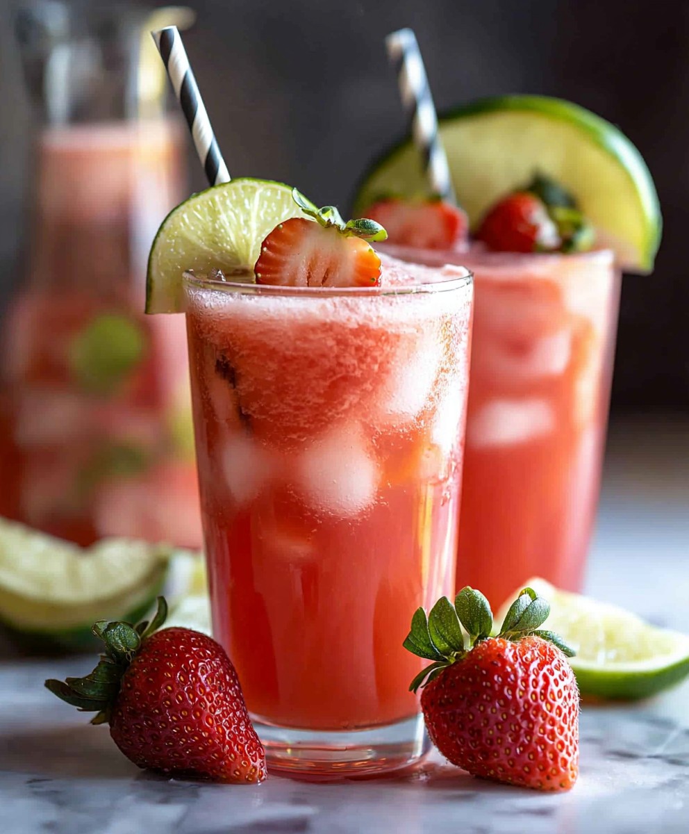 Zuckerfreie Wassermelonen Erdbeer Agua Fresca