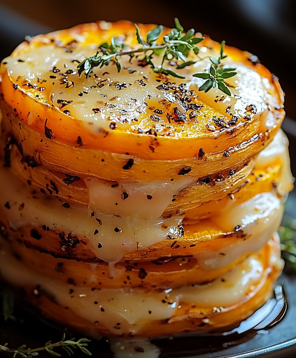 Süßkartoffel Gruyère Stacks