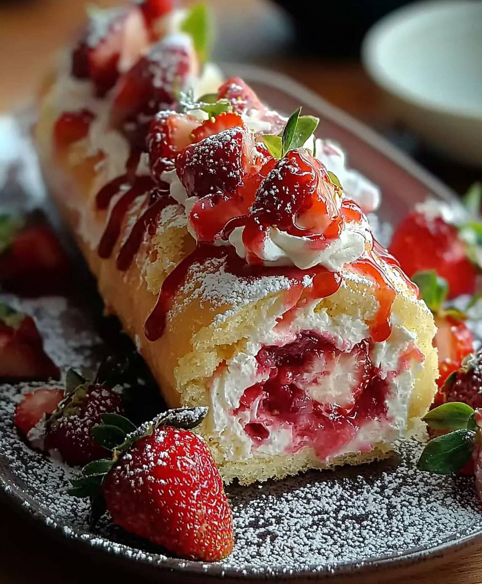 Erdbeerkuchenrolle backen