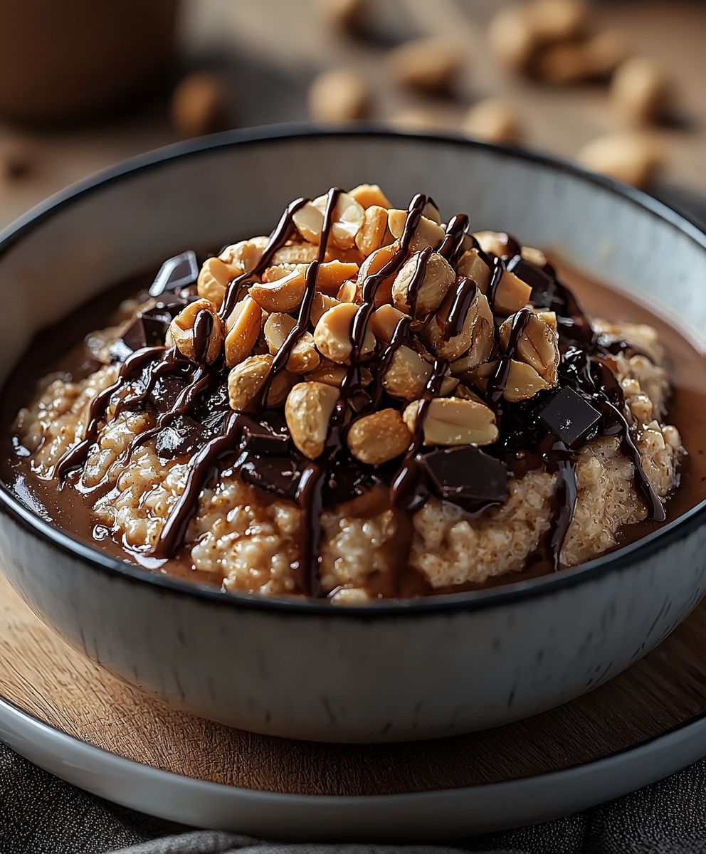 Kaffee Porridge Schokolade Erdnuss