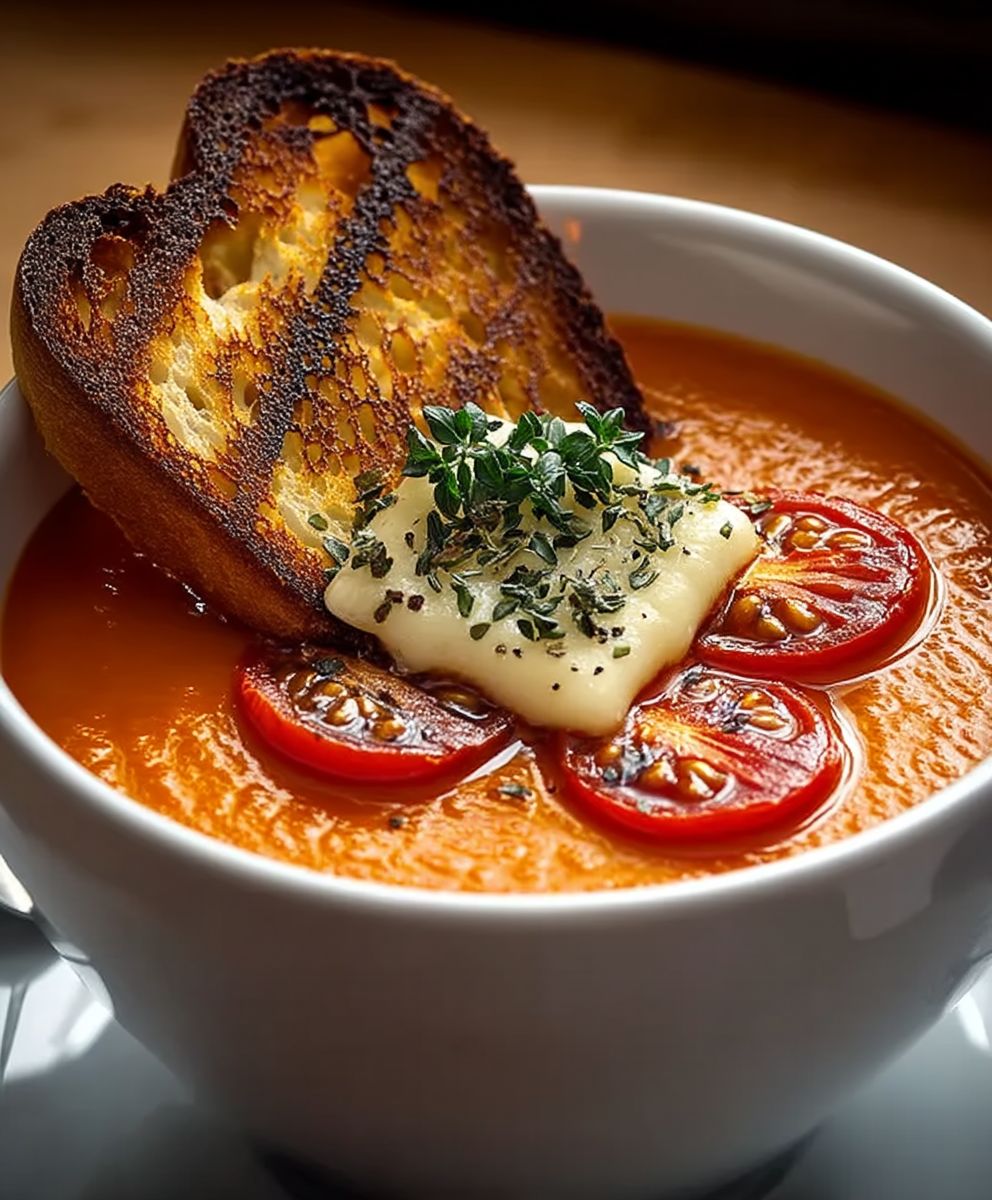 Gegrillter Käse Tomatensuppe