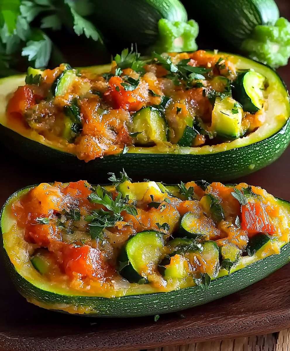 Zucchini Boote füllen