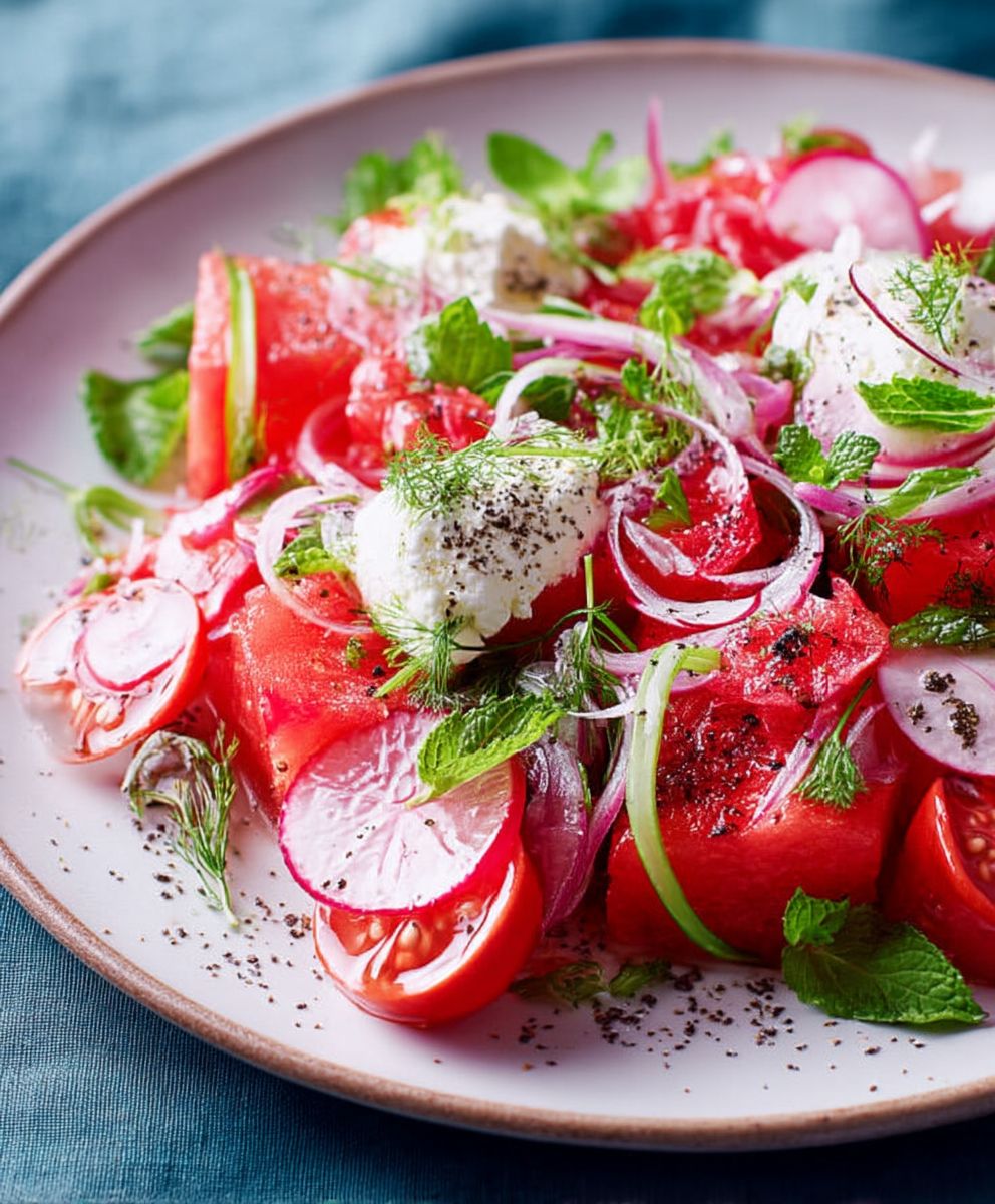 Wassermelone Radieschen Salat