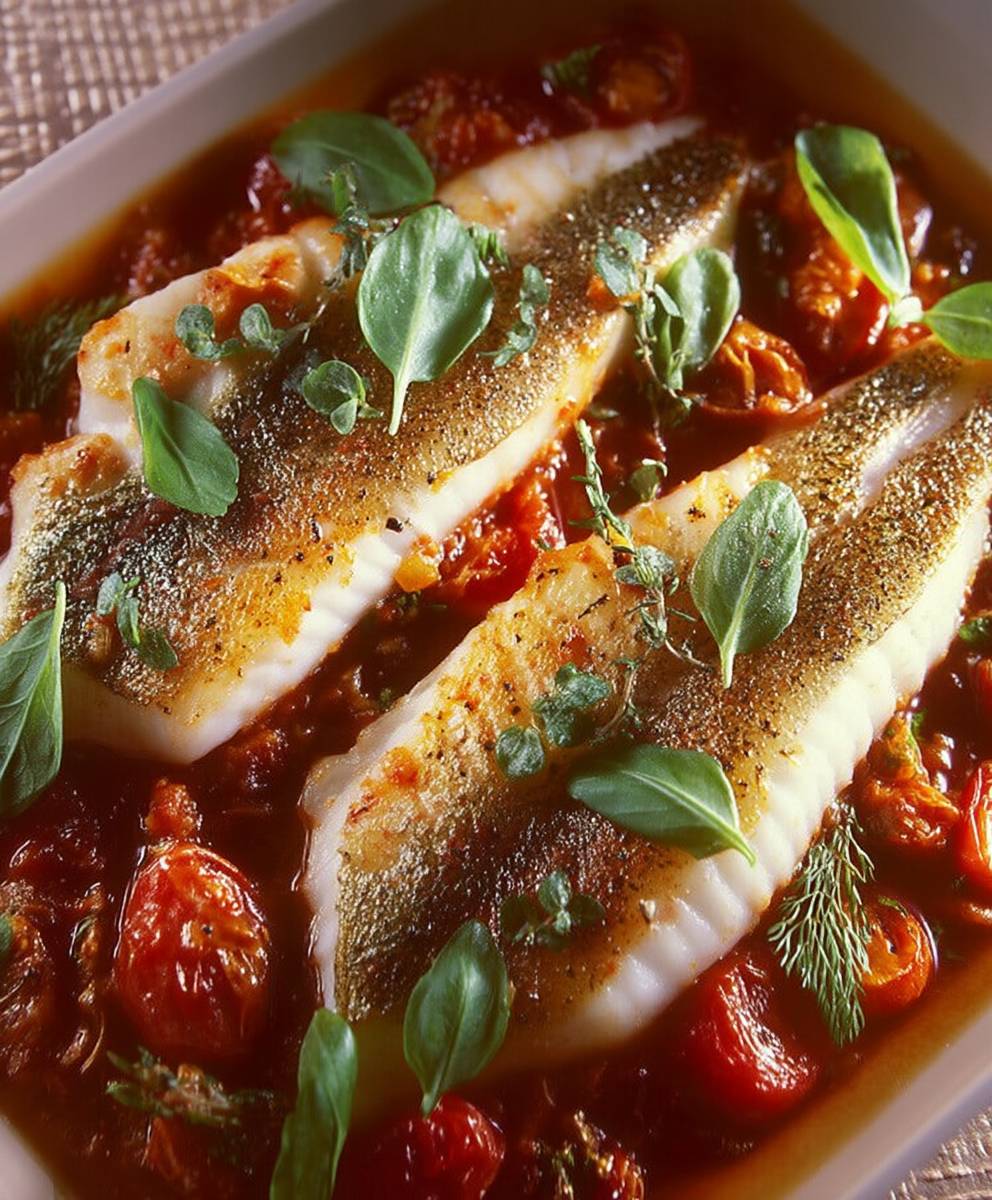 Gebackener Zander Tomatensauce