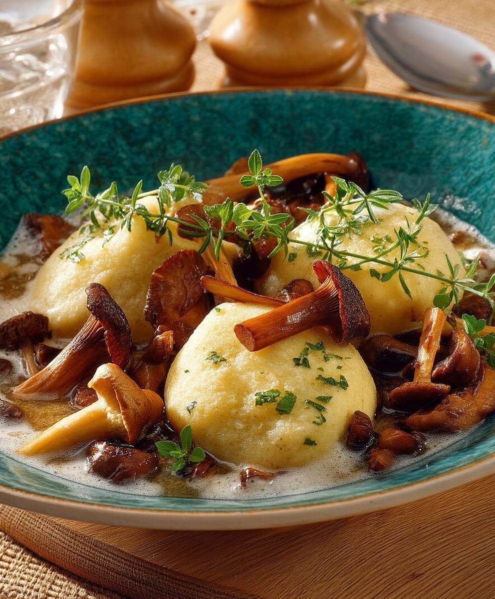 Grießklößchen Waldpilzsauce
