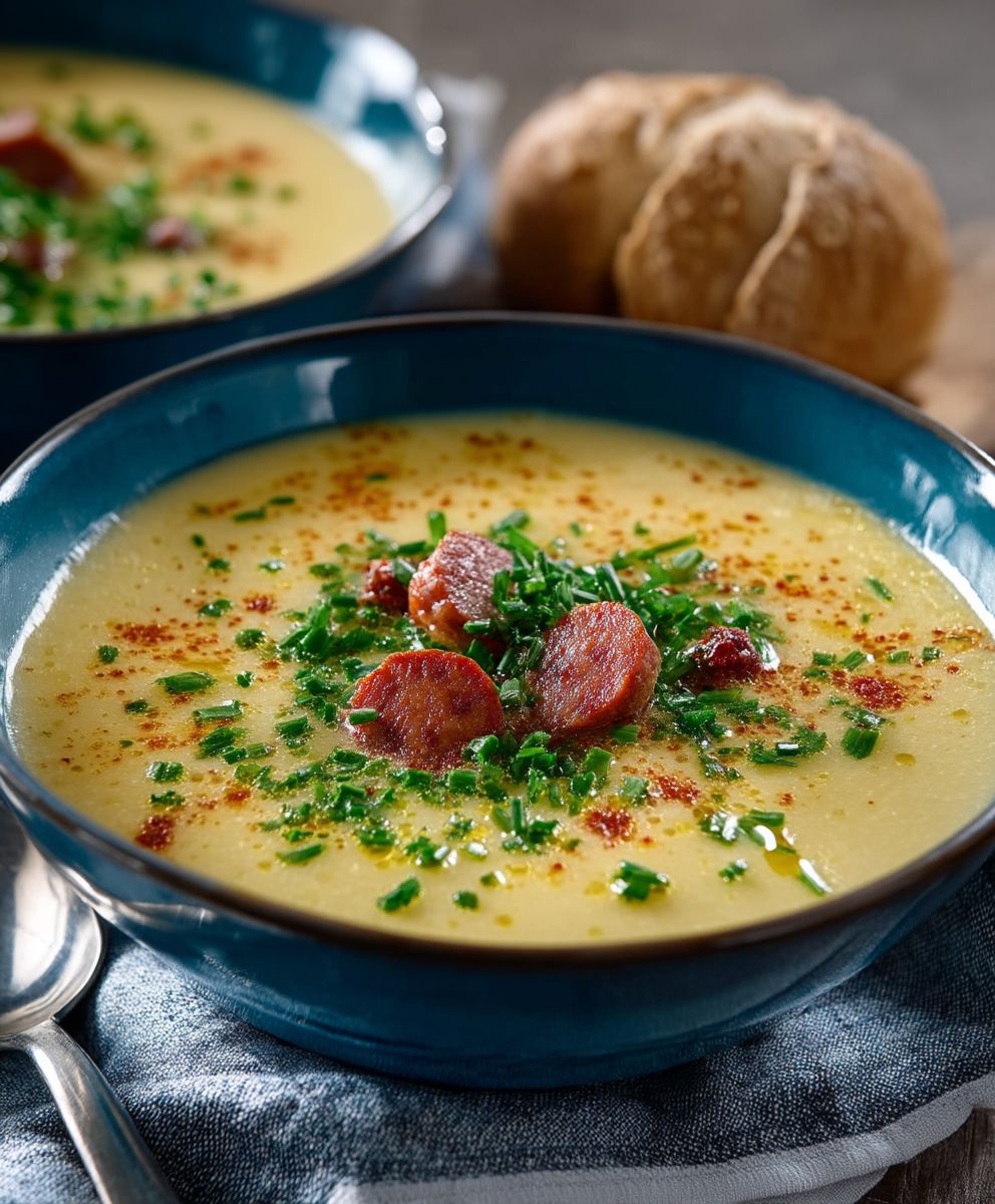 Kartoffelcremesuppe mit Mettenden