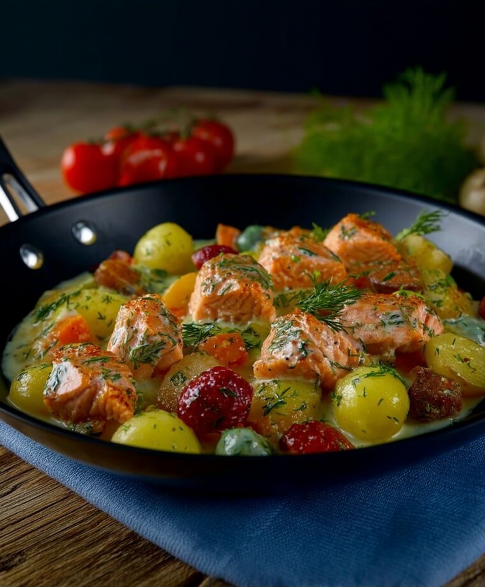 Kartoffel Lachs Pfanne Dill
