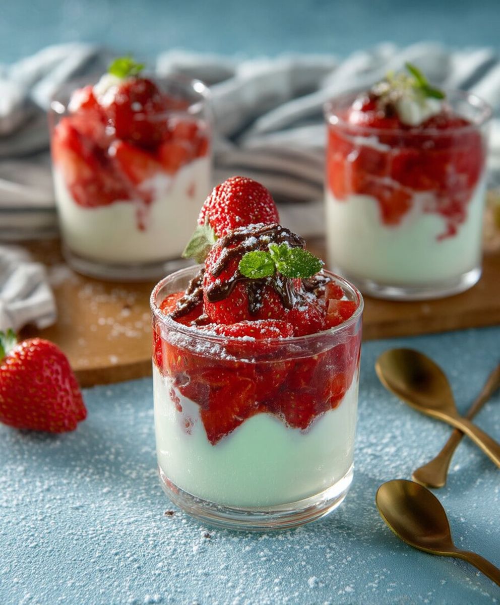 Quarkspeise mit Erdbeeren