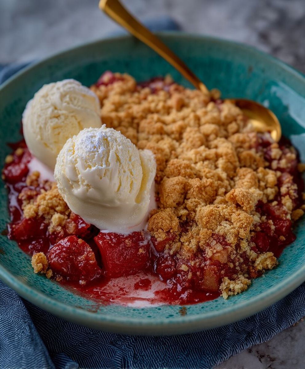 Rhabarber Crumble Vanilleeis