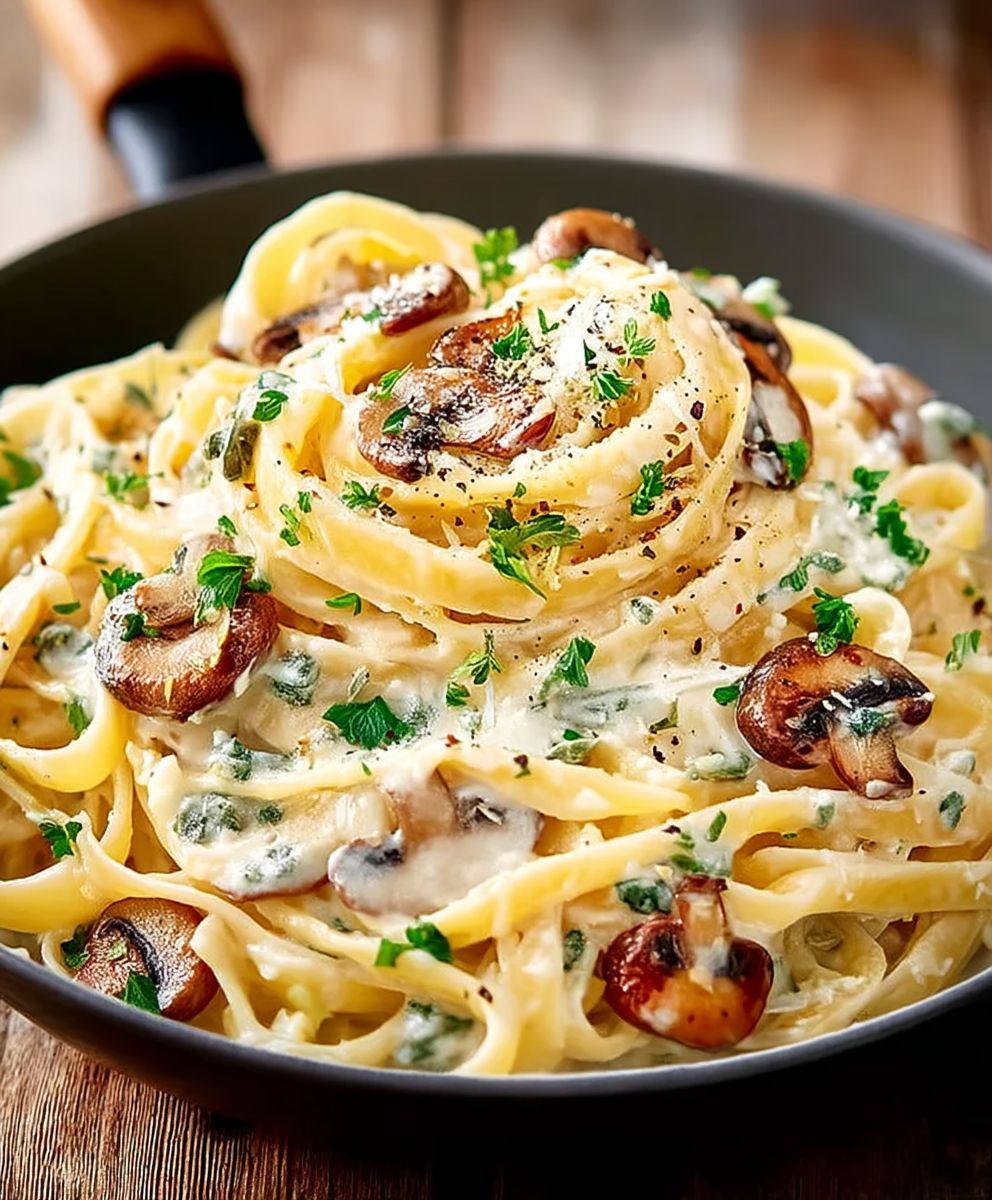 Knoblauch Pilz Pasta
