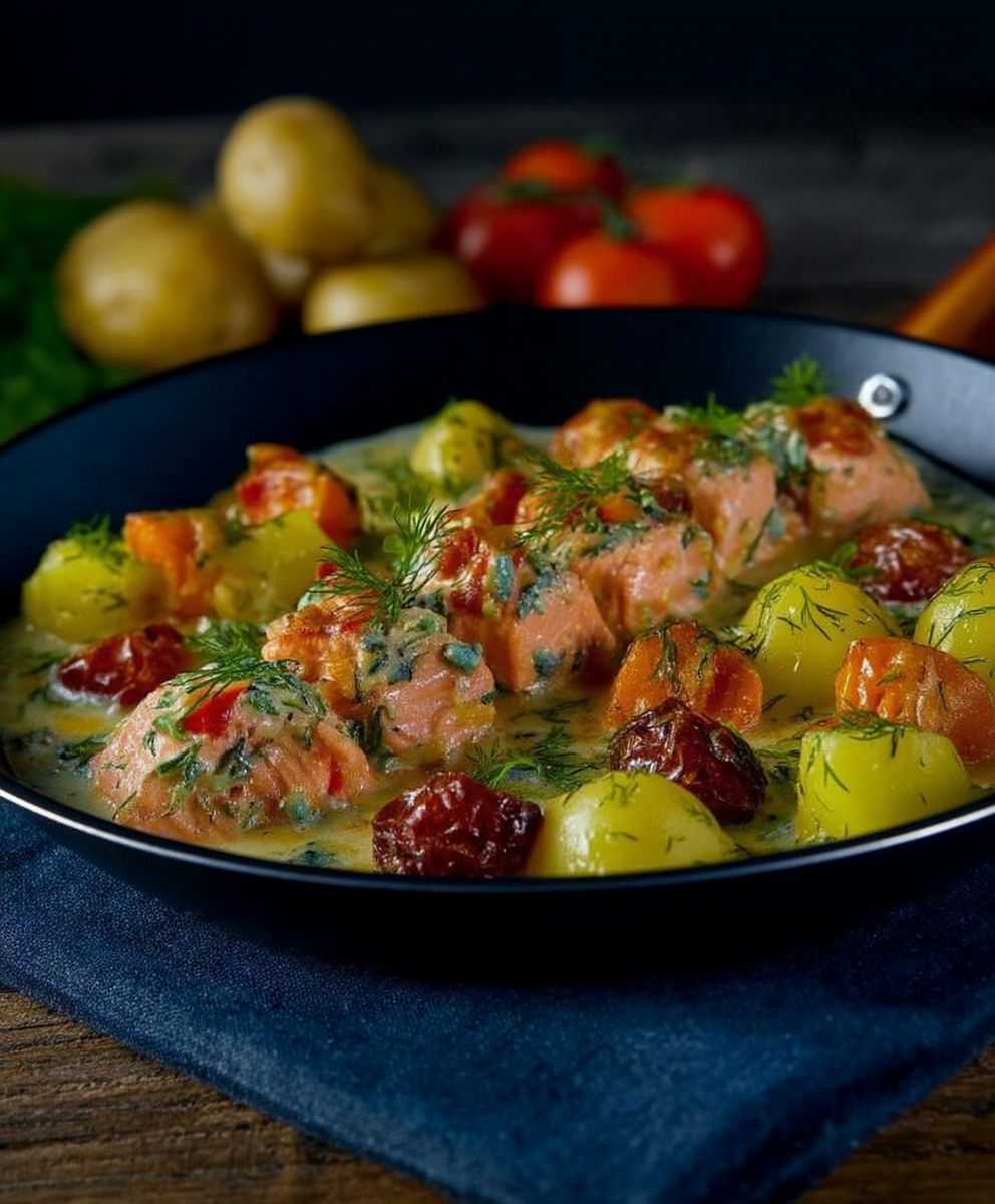 Kartoffel Lachs Pfanne Dill