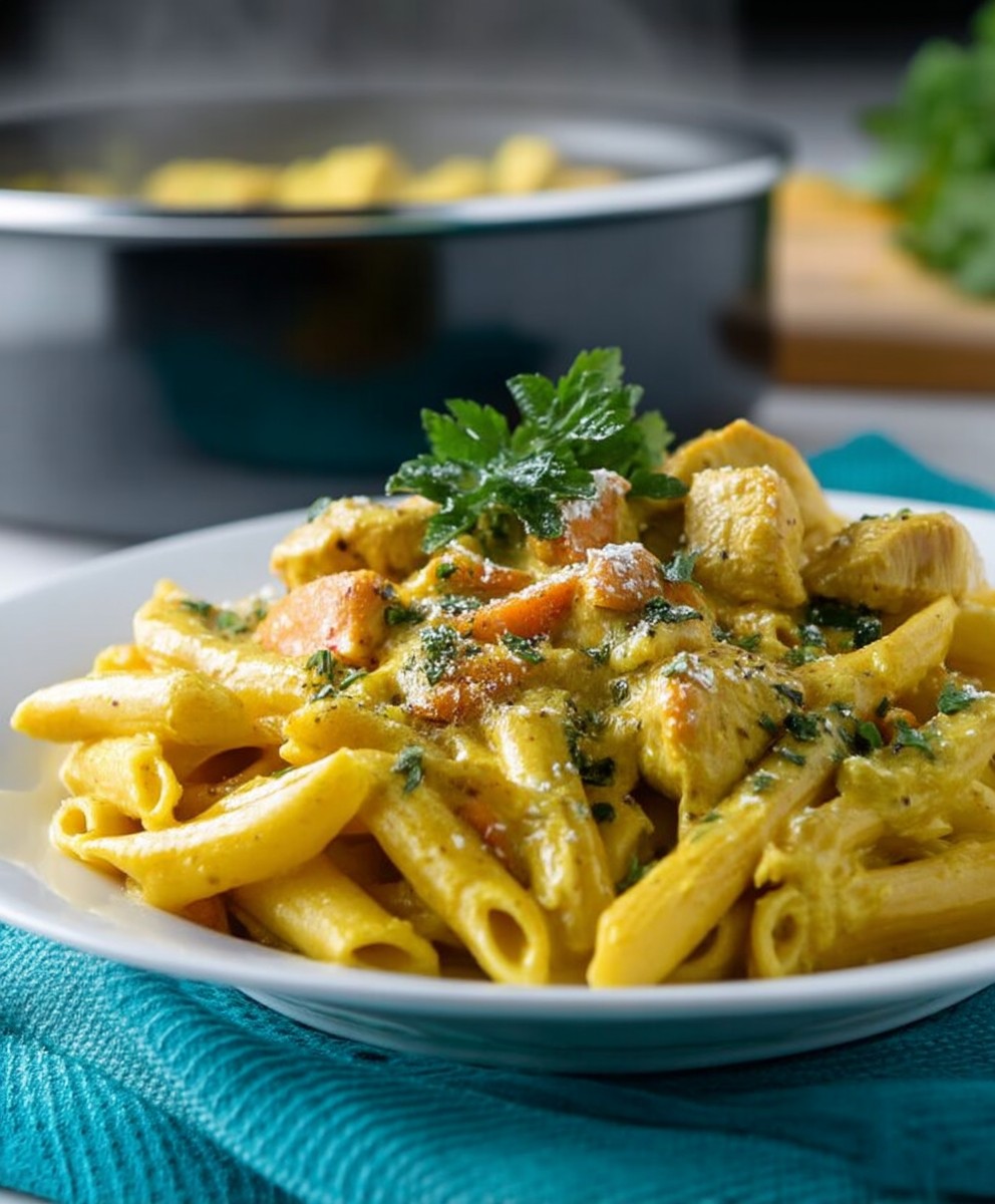 Cremiges Chicken Curry Pasta