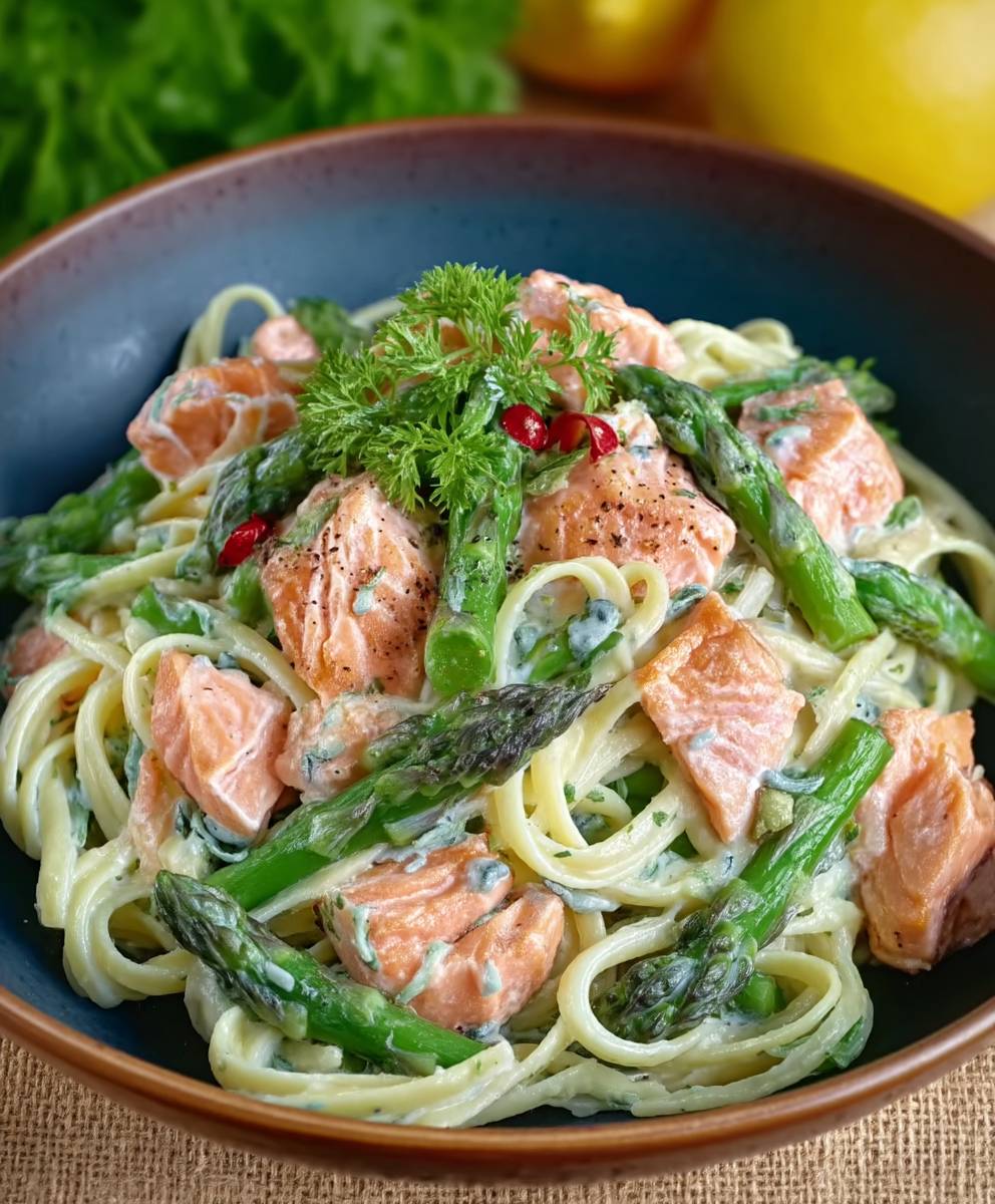 Spargel Pasta Lachs Ofen