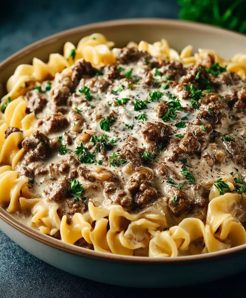 Einfaches Rinderhack Stroganoff