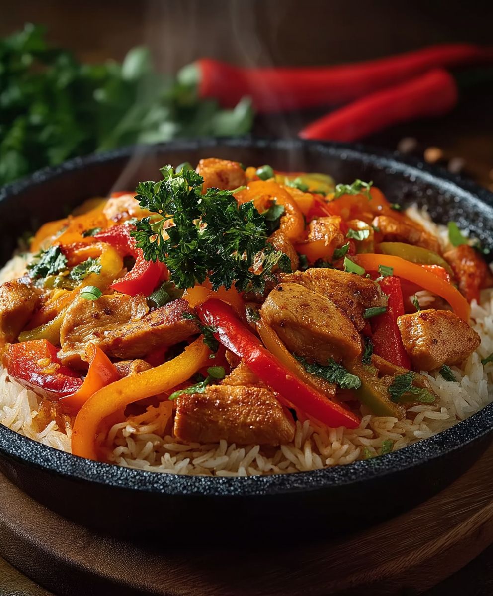 Paprika Reispfanne Hähnchen