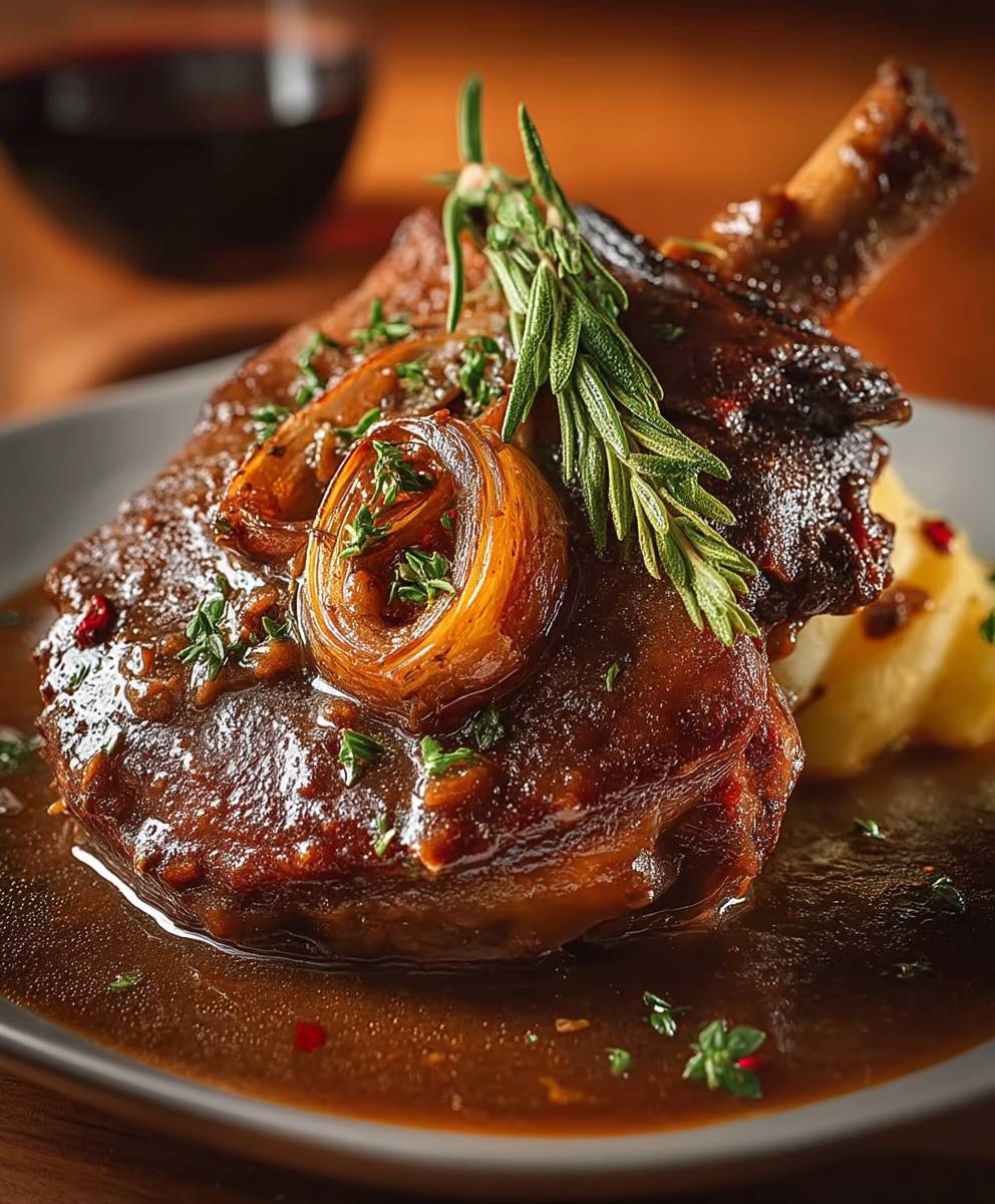 Lammhaxe geschmort aromatische Soße