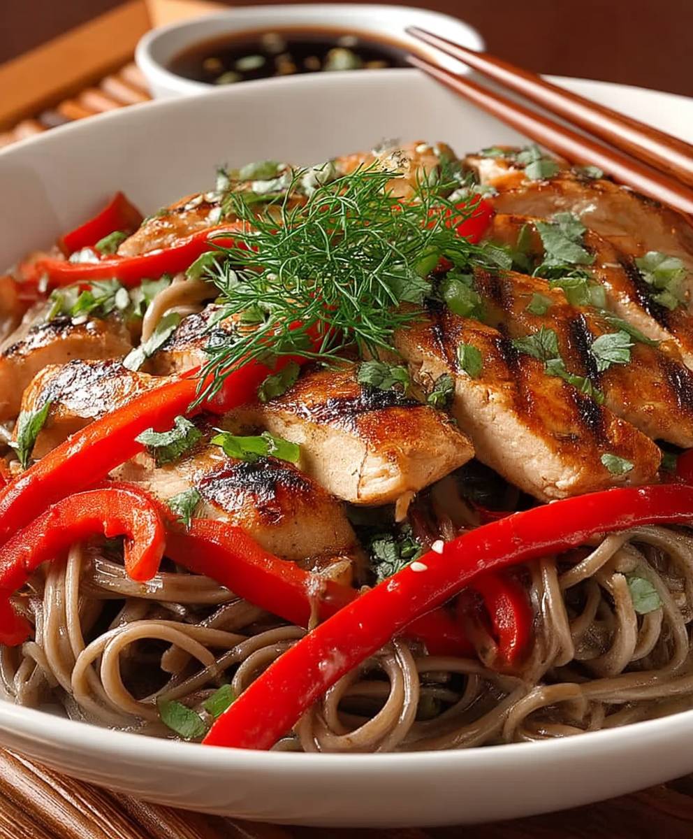 Teriyaki Huhn Sobanudeln