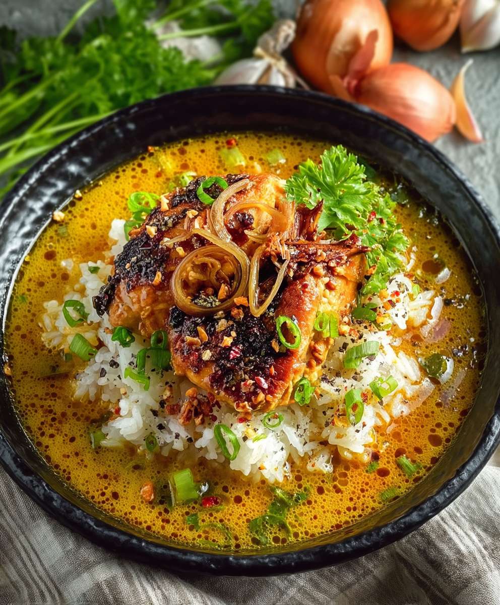 Knoblauch Hähnchen Curry Reis