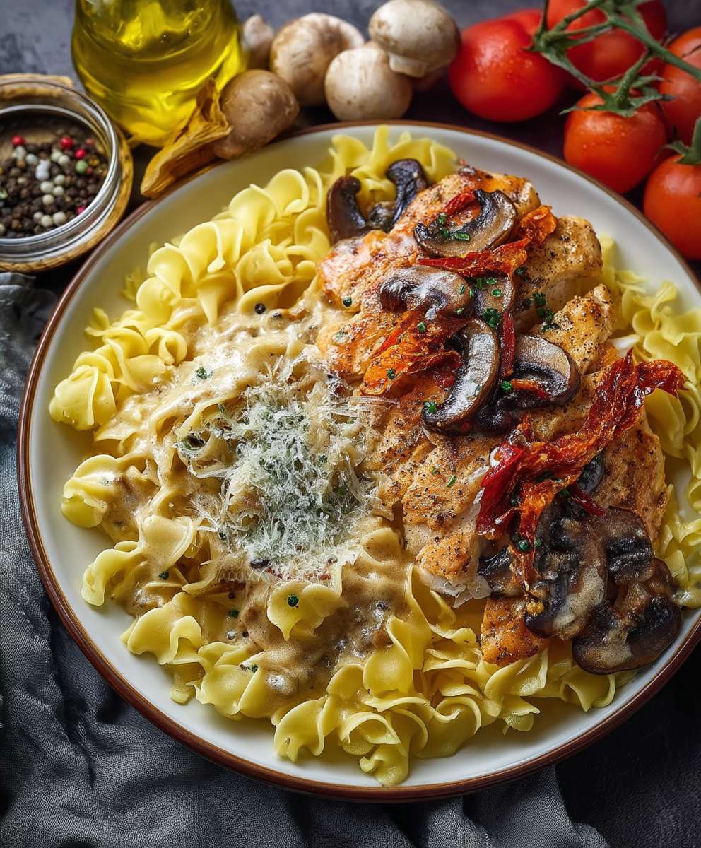 Parmesan Hähnchen Champignon Soße