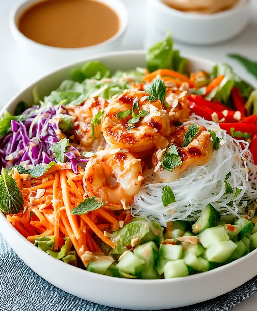 Frühlingsrollensalat Erdnusssoße