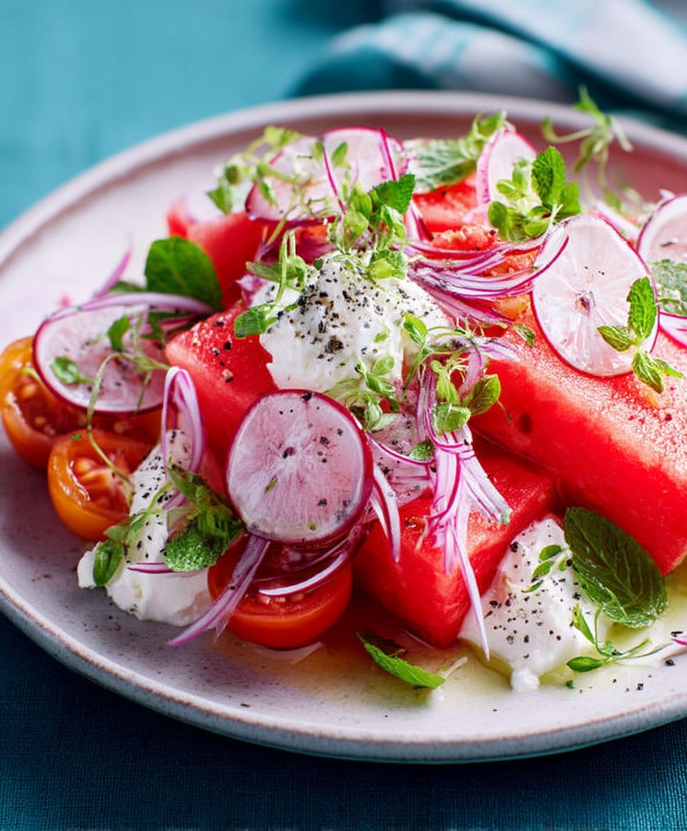 Wassermelone Radieschen Salat
