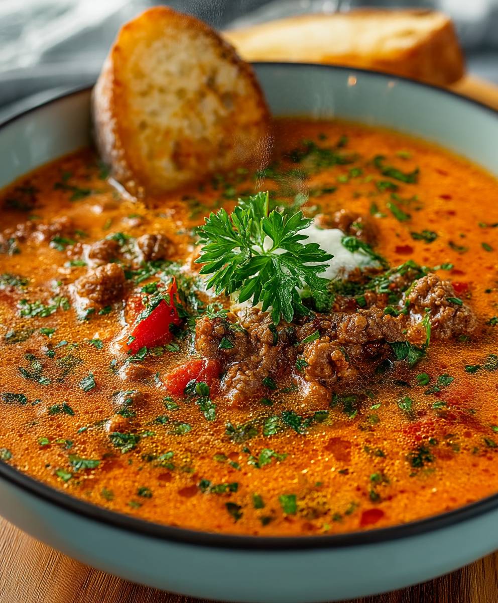 Ajvar Suppe Hackfleisch