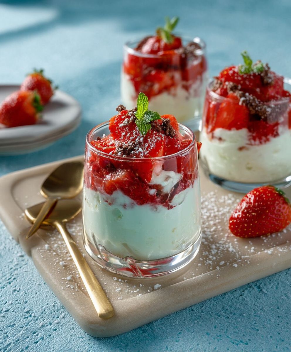 Quarkspeise mit Erdbeeren