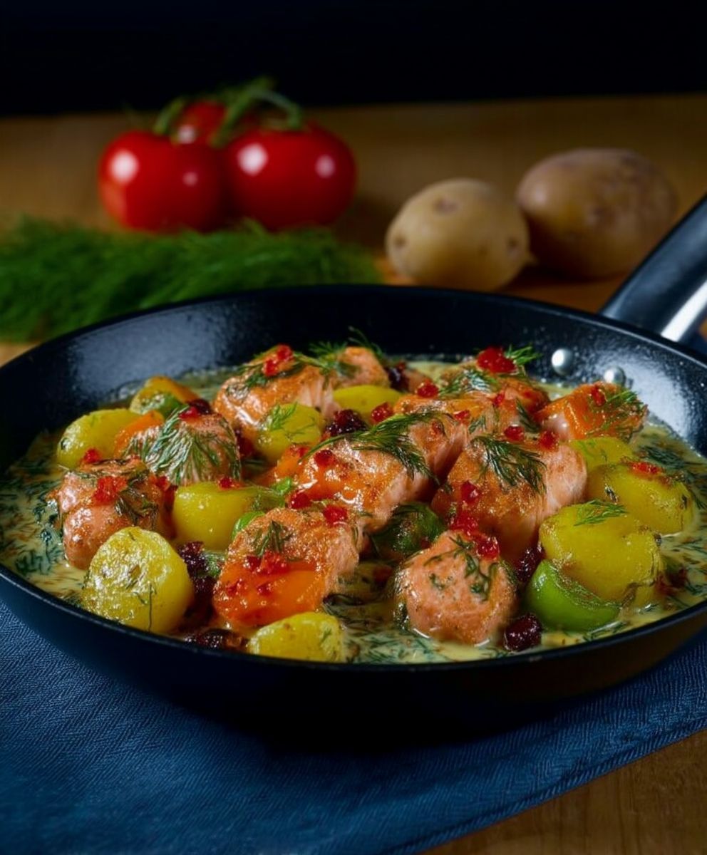 Kartoffel Lachs Pfanne Dill